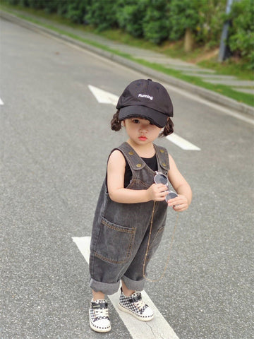 Salopette unisex in jeans nero