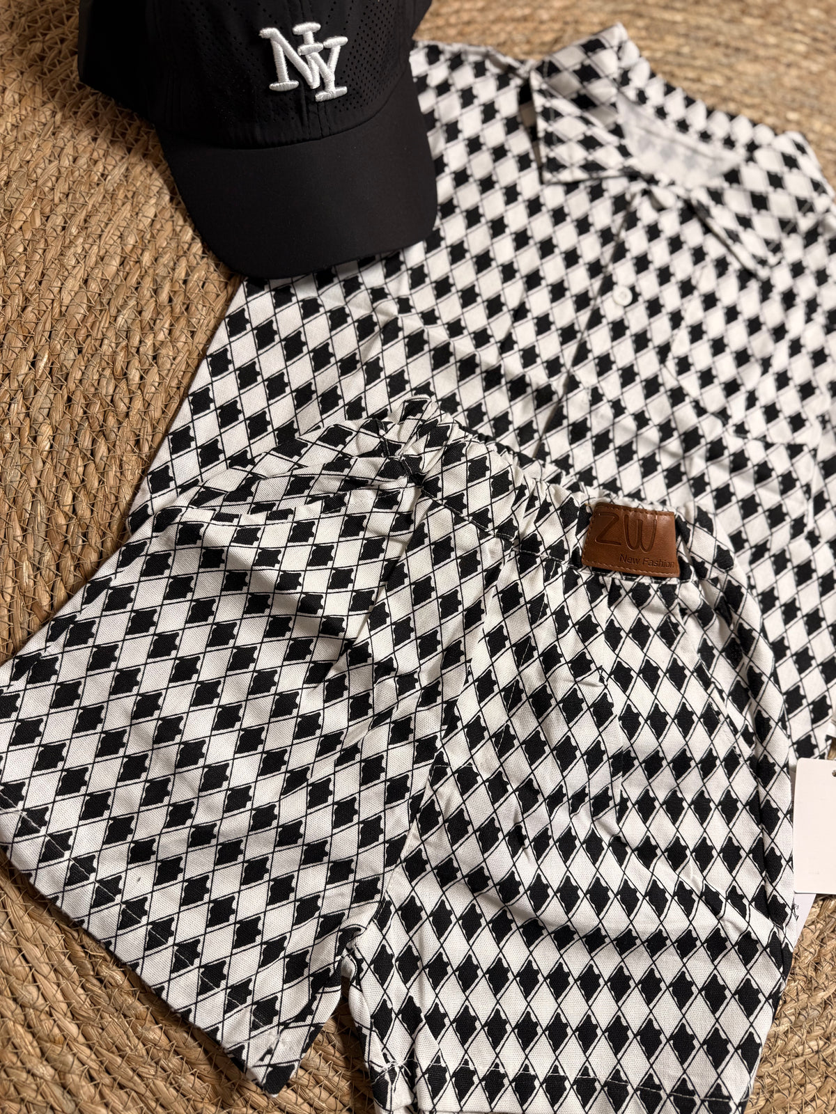 Completo jeans quadri