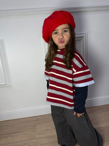 Polo Bordeaux a Righe Unsiex