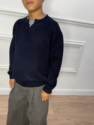 Maglione Henley Doppio Collo Unisex