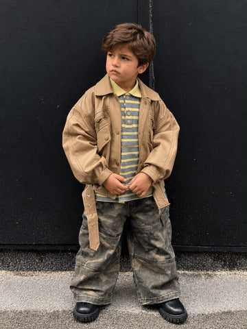 Polo Oversize Righe Giallo e Grigio