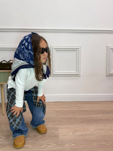 Jeans Tartan Overlay unisex mesi
