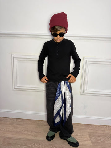 Jeans Wide Leg Nero Washed unisex