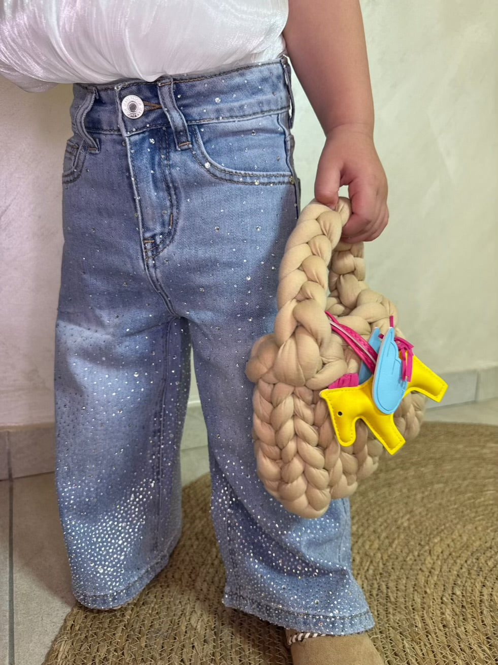 Jeans Tre Quarti con Brillantini