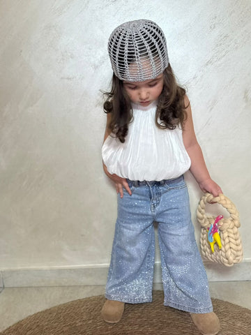 Jeans Tre Quarti con Brillantini