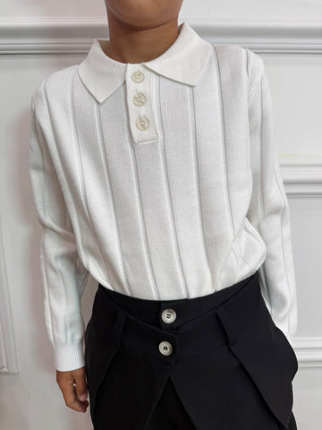 Polo in Maglia a Coste con Colletto