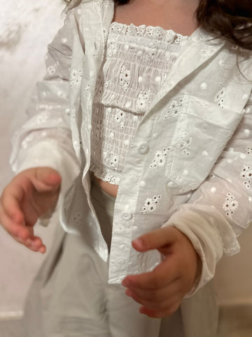 Set due pezzi Camicia + Top pizzo Sangallo