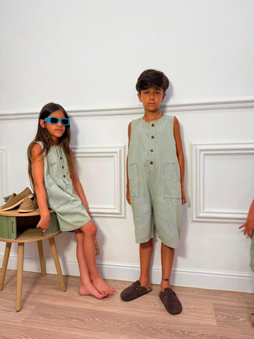 Salopette in Denim leggero Smanicata unisex