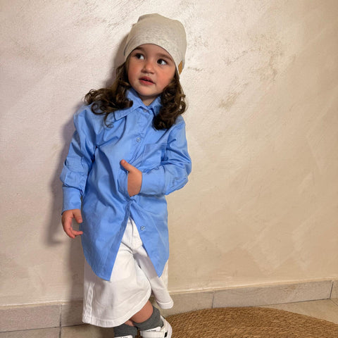 Camicia Azzurra in Cotone Unisex