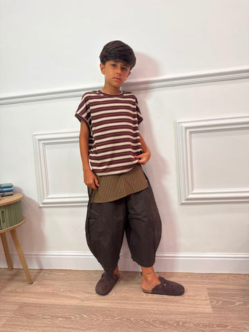 T-Shirt Mocha Stripe Unisex