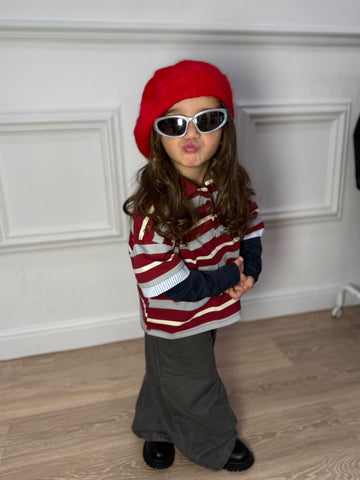 Polo Bordeaux a Righe Unsiex