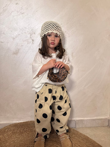 Pantalone beige pois unisex