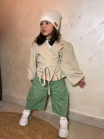 Giacca beige manica sbuffo