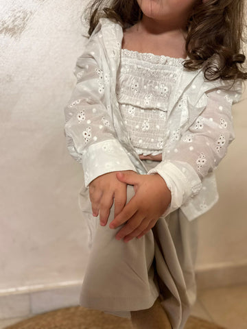 Set due pezzi Camicia + Top pizzo Sangallo