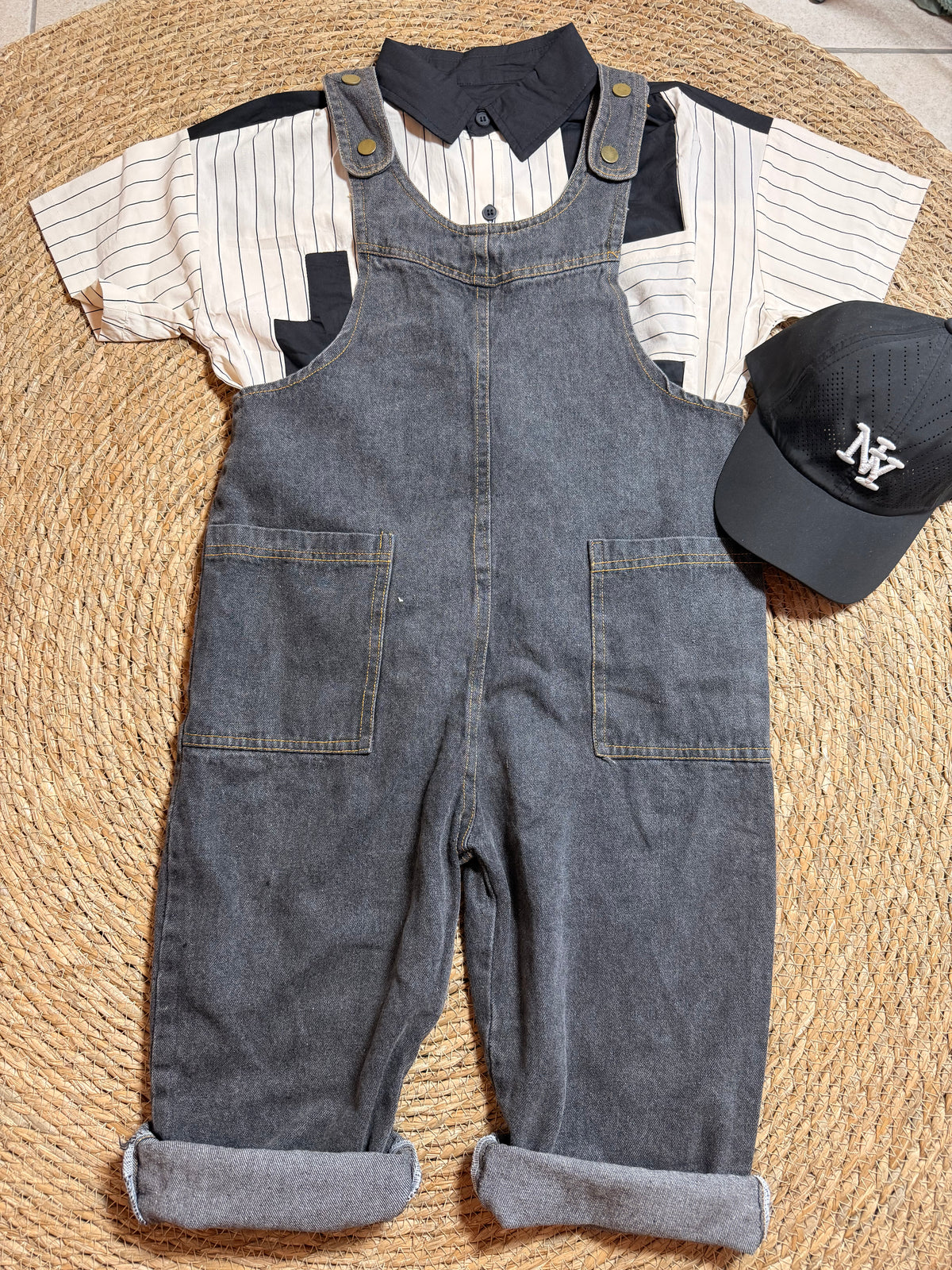Salopette jeans scuro unisex