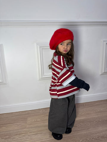 Polo Bordeaux a Righe Unsiex