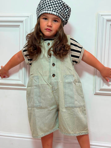 Salopette in Denim leggero Smanicata unisex