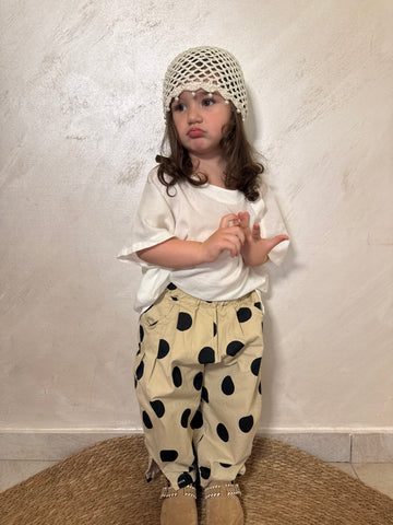 Pantalone beige pois unisex