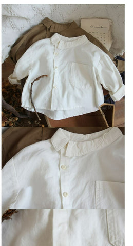 Camicia maschile asimmetrica in cotone bianca