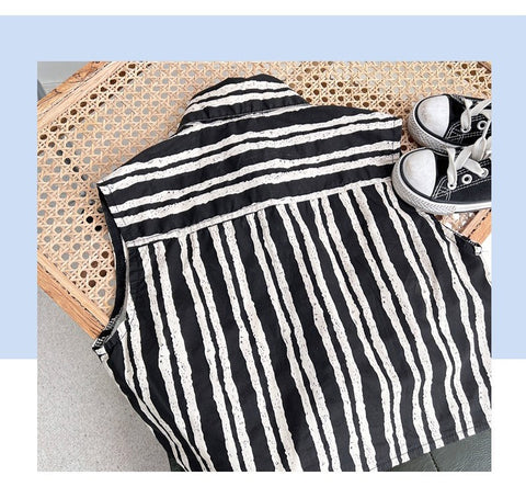 Camicia unisex giro maniche a striscie bianco e nero