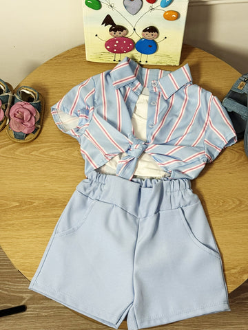 Completo camicia top e pantaloncino