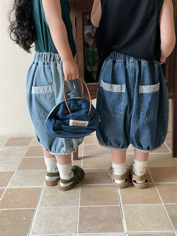 Jeans unisex a palloncino con elastico Blu Denim