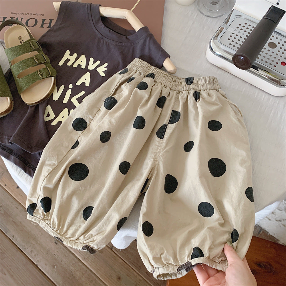 Pantaloni corti unisex a pois in cotone