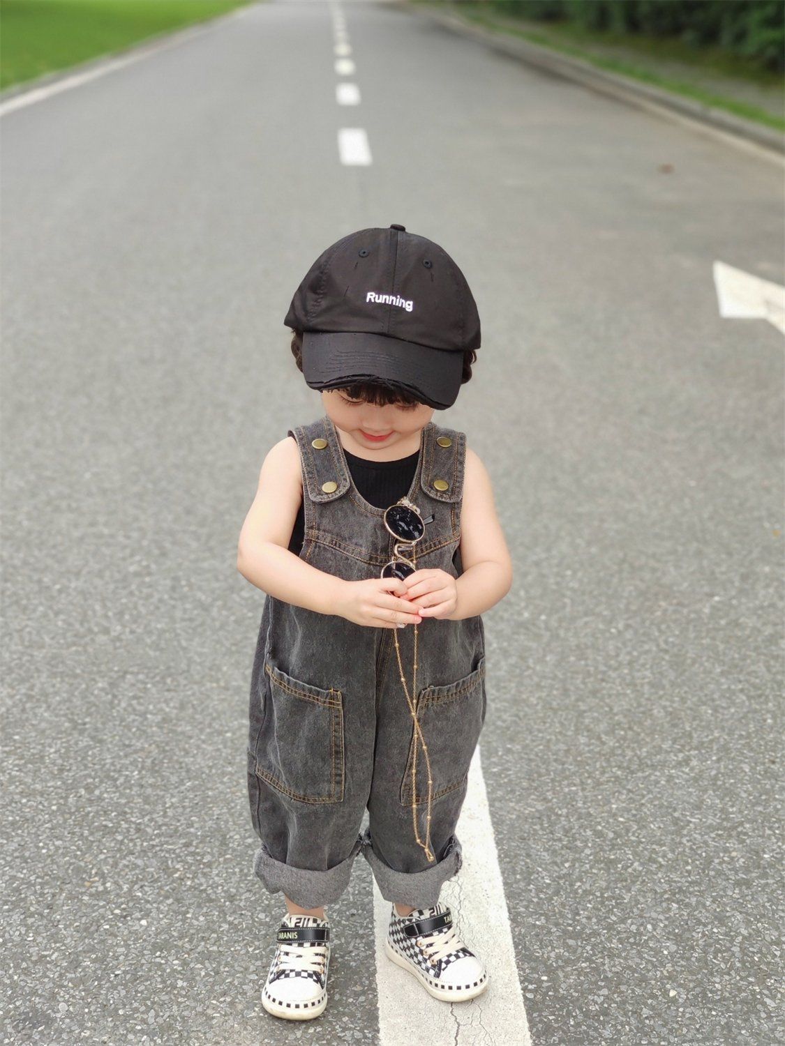 Salopette unisex in jeans nero