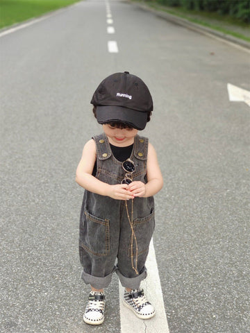 Salopette unisex in jeans nero