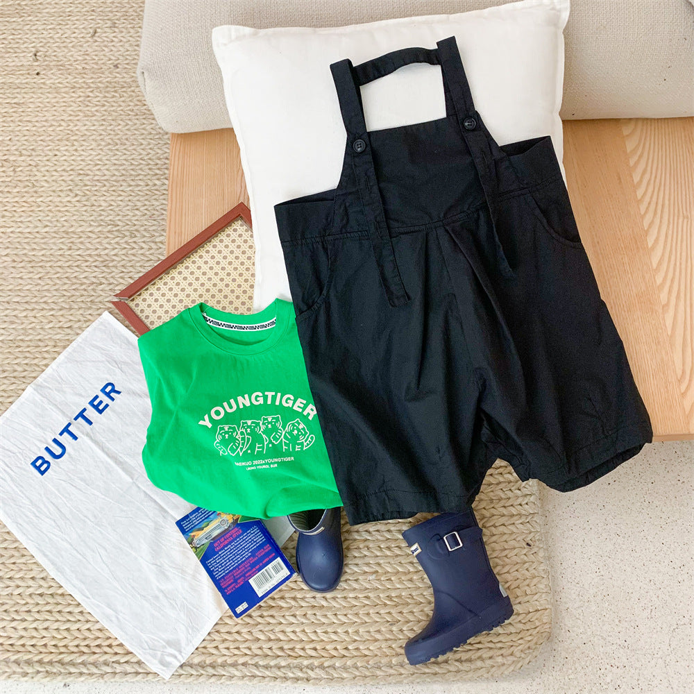 Salopette unisex nera in cotone