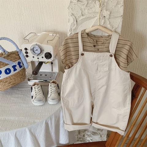 Salopette unisex in cotone color crema