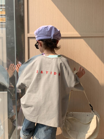 T- Shirt oversize Unisex con stampa floreale frontale e retro fondo unico