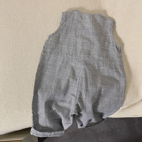 Salopette unisex in cotone a righe bianco e blu