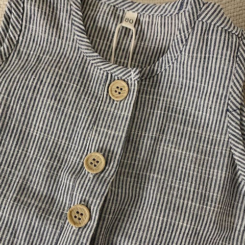 Salopette unisex in cotone a righe bianco e blu