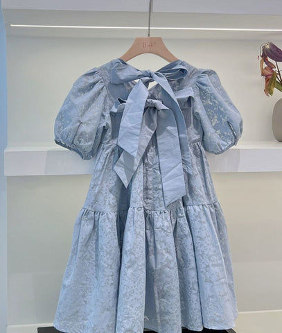 Abito elegante cotone con fiocco schiena