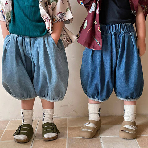 Jeans unisex a palloncino con elastico Blu Denim